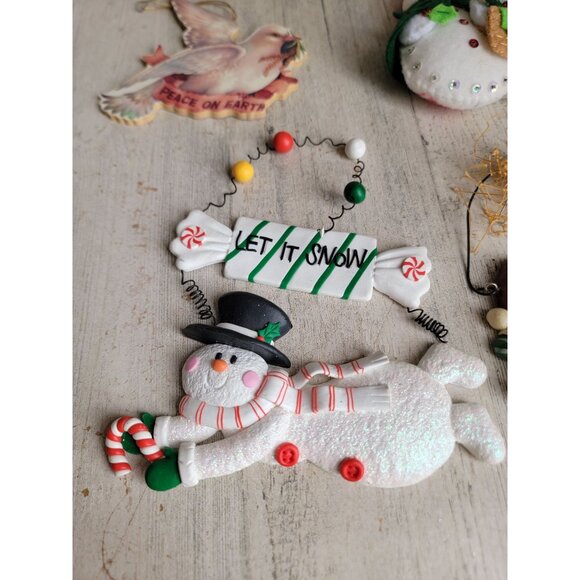 Let it snow Snowman bird variety ornament Xmas set - Picture 2 of 11